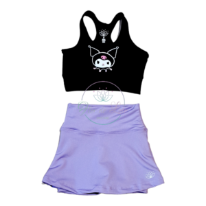 Kids Conjunto Kuromi Top & Falda Short Negro Lila