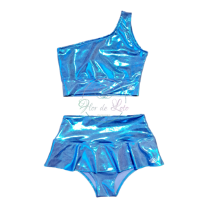 Conjunto Top Asimétrico & Microfalda Calipso Metal