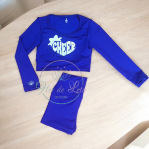 Kids Conjunto Cheer Top M/L & Short Azul Eléctrico