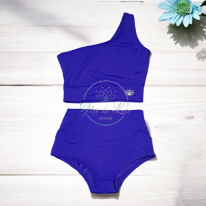 Conjunto Azul Eléctrico Oscuro Top Asimétrico