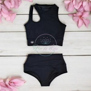 Conjunto Negro Top Abertura Lateral