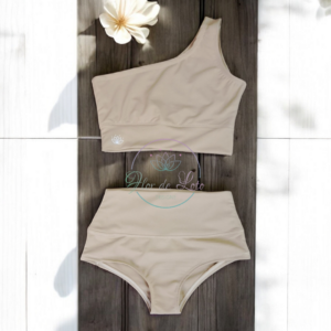 Set Beige Nude Top Asimétrico