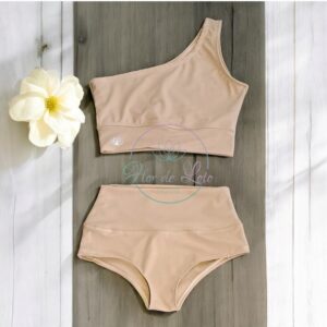 Set Beige Nude Claro Top Asimétrico