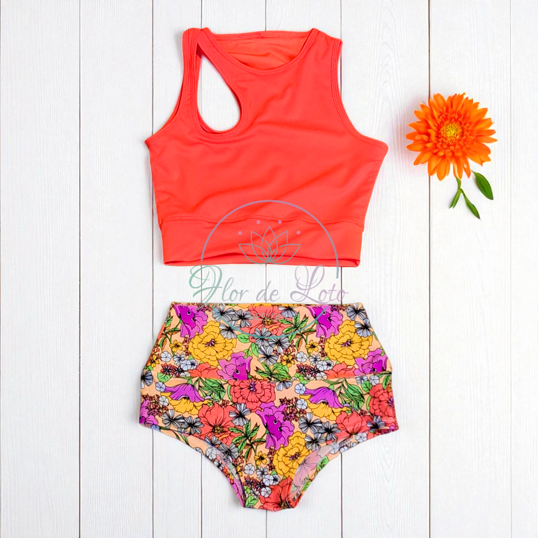 Set Ab Lateral Naranjo Floral