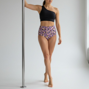 Set Black & Flower Violet Top Asimétrico