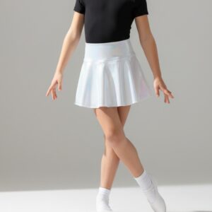 Kids Falda Short Semi Acampanada Blanco Metal