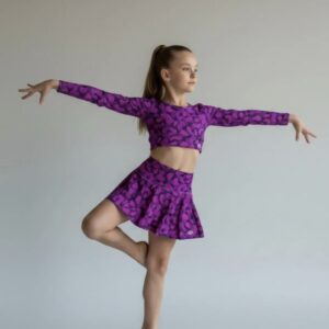 Kids Set Top M/L & Falda Short Print Violet