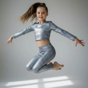 Kids Set Top Manga Larga & Leggins Gris Holo